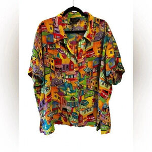 COREY B. New York Women's Vintage Designer 100% Silk Button Top Blouse Shirt 3X